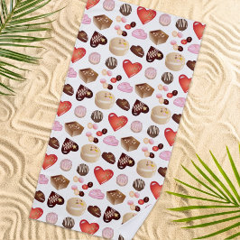 Toalla De Playa Dulce Patrón de Corazones de Chocolate de Color Ch