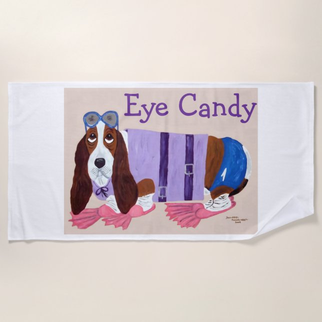 Toalla De Playa Dulzura de ojos de Basset Hound  (Anverso)