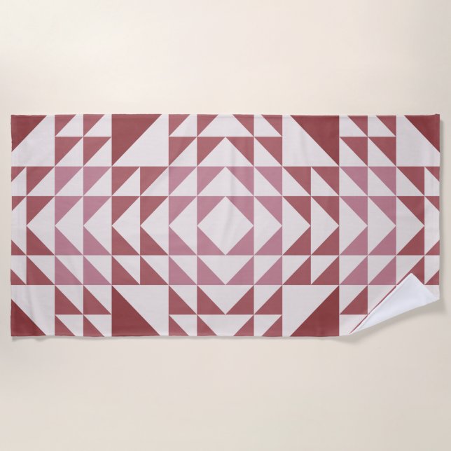 Toalla De Playa Dusty Rose Geometric Quilt Pattern (Anverso)