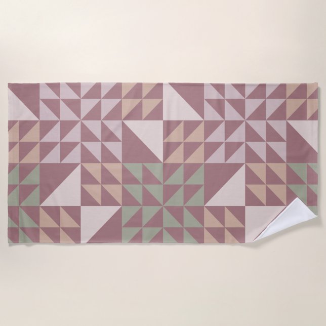 Toalla De Playa Dusty Rose Geometric Quilt Pattern (Anverso)