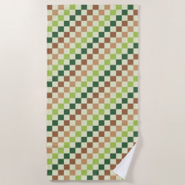 Toalla De Playa Earthy rainbow diagonal checkerboard pattern
