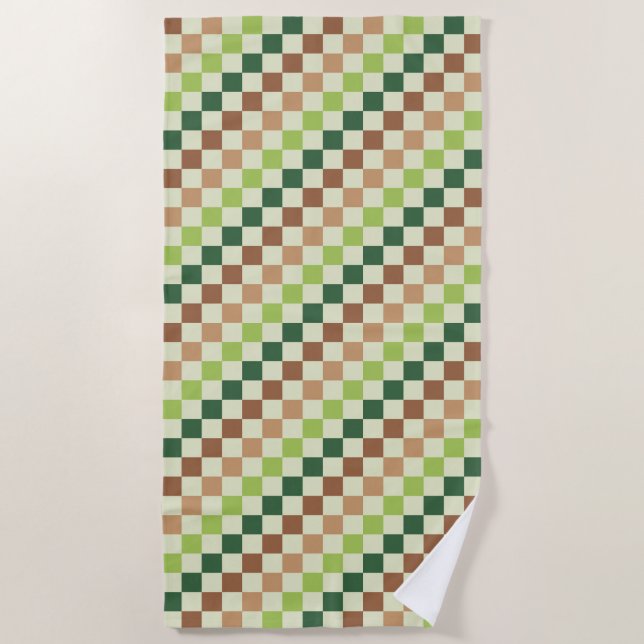 Toalla De Playa Earthy rainbow diagonal checkerboard pattern (Anverso)