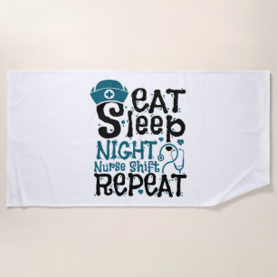 Toalla De Playa Eat Sleep Night Nurs Shift Repetir