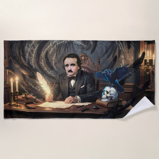 Toalla De Playa Edgar A. Poe Componiendo El Cuervo En Sueños Gótic