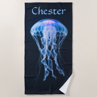 Toalla De Playa Editable Blue Jellyfish