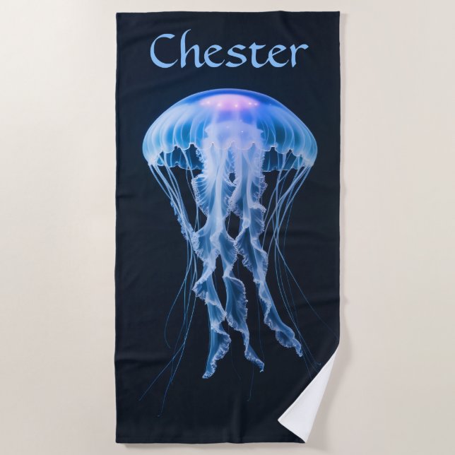 Toalla De Playa Editable Blue Jellyfish (Anverso)