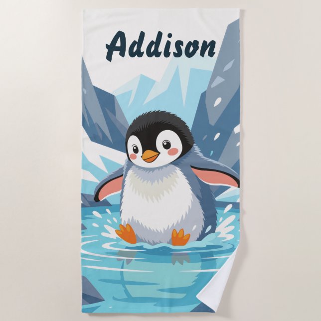 Toalla De Playa Editable Penguin (Anverso)