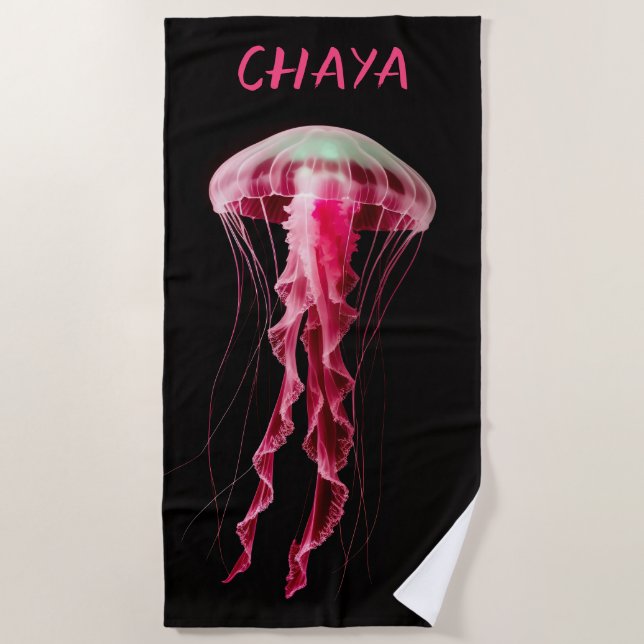 Toalla De Playa Editable Pink Jellyfish (Anverso)