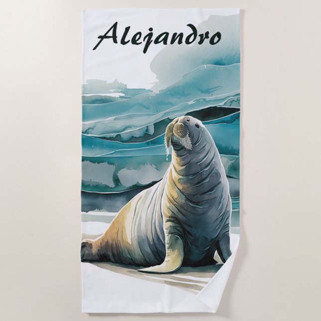 Toalla De Playa Editable Walrus (Anverso)