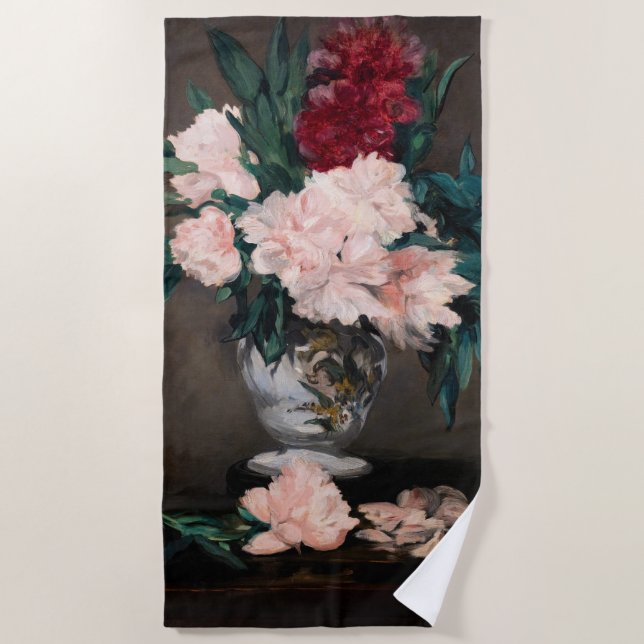 Toalla De Playa Edouard Manet - Vase de Peonies en Pedestal pequeñ (Anverso)