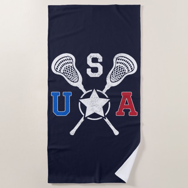 Toalla De Playa EEUU Crosskick Emblem - Lacrosse USA Bandera Ameri (Anverso)