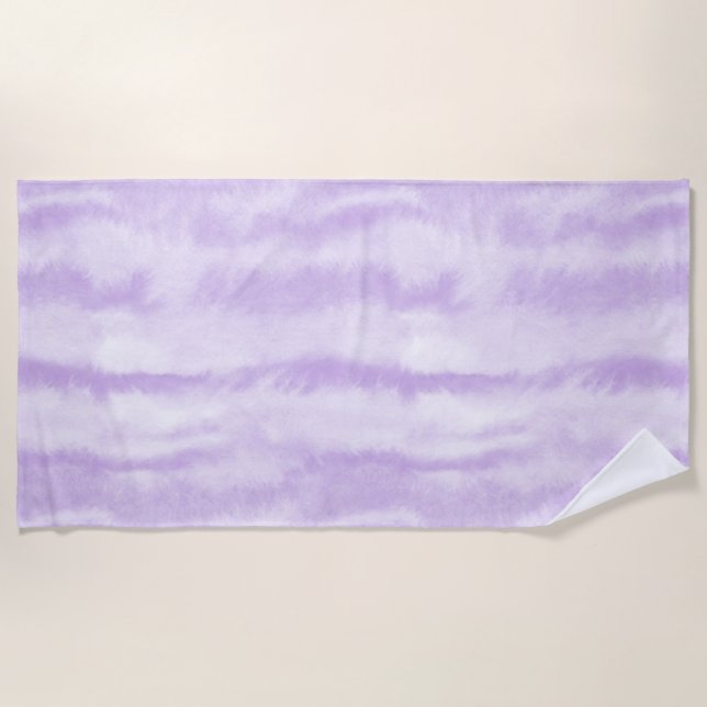 Toalla De Playa Efecto acuarela Tie-Dye pastel de lavanda (Anverso)
