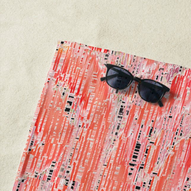 Toalla De Playa Efecto de mosaico estrecho de salmón y melocotón (In situ)