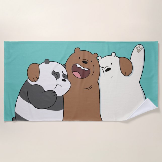 Toalla De Playa El abrazo del grupo Bare Bears (Anverso)