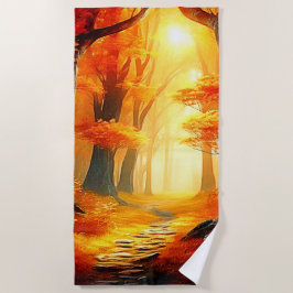 Toalla De Playa El abrazo del otoño: Sendero Forestal feroz