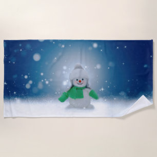 Toalla De Playa El adorable personaje de muñeco de nieve de Navida