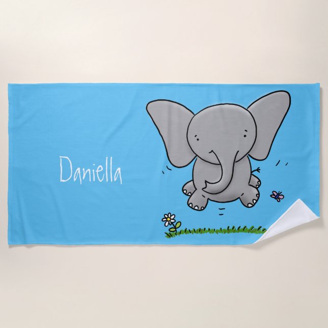 Toalla De Playa El adorable y adorable ilustracion de elefantes be (Anverso)