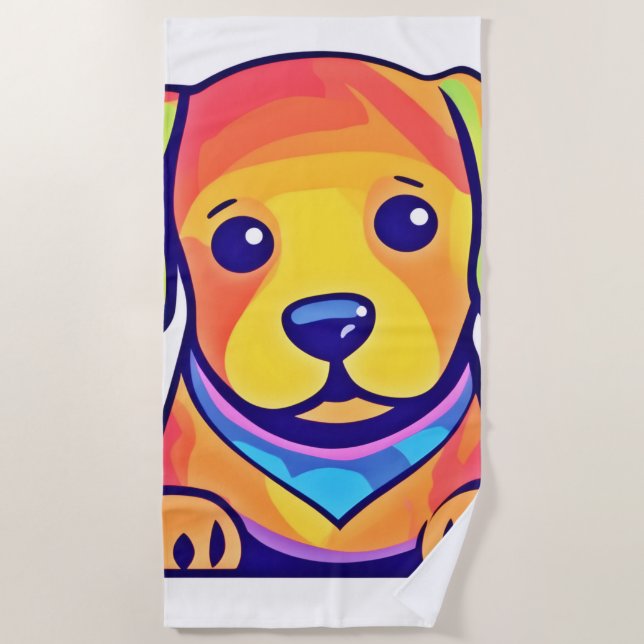Toalla De Playa El amor de los cachorros arcoiris (Anverso)