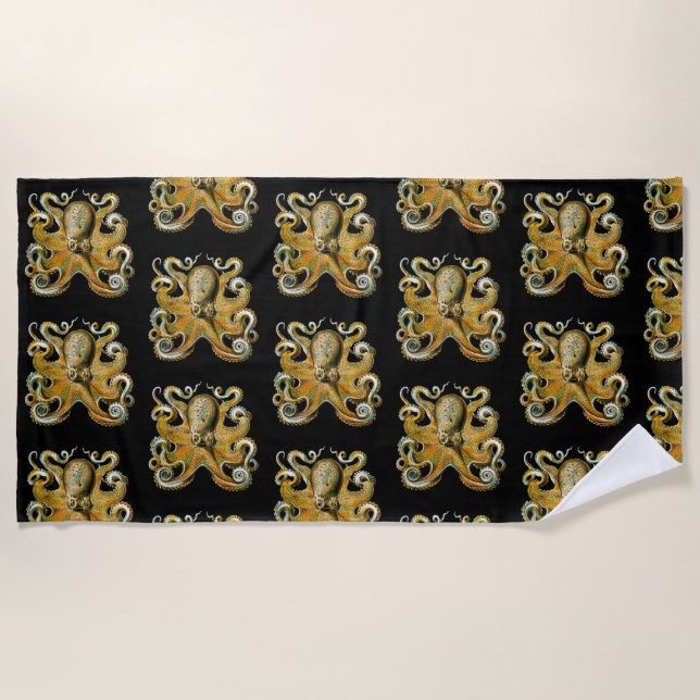 Toalla De Playa El arte del pulpo dorado intrincado (Anverso)