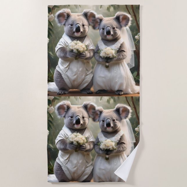 Toalla De Playa El australiano Koala tiene un Boda blanco, (Anverso)