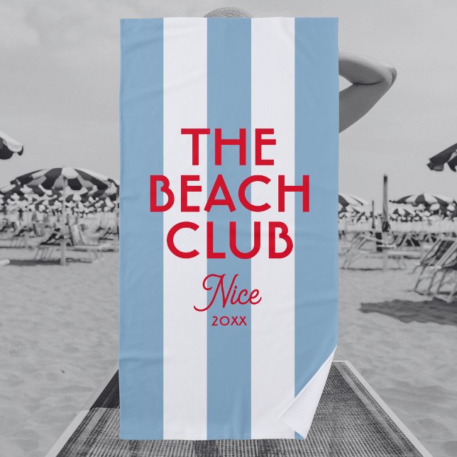 Toalla De Playa El Beach Club Francés Red Blue Cabana Stripe (Subido por el creador)