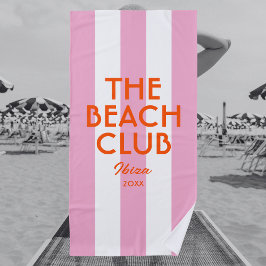 Toalla De Playa El Beach Club Ibiza Rosa Cabana Stripe
