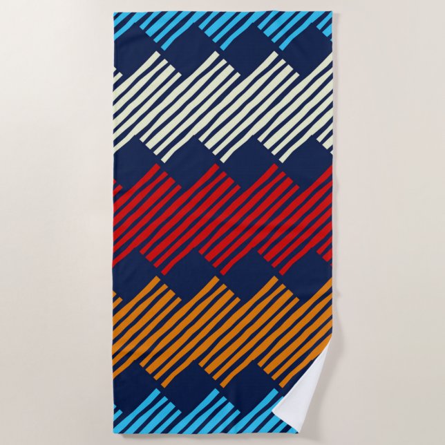 Toalla De Playa El bordado de encaje del patrón de boho étnico en  (Anverso)