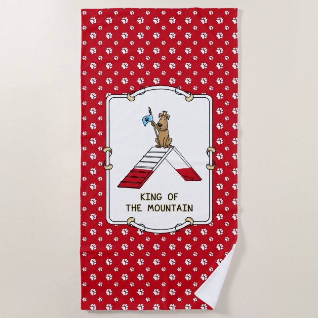 Toalla De Playa El campeón rey de la agilidad del perro de montaña (Anverso)