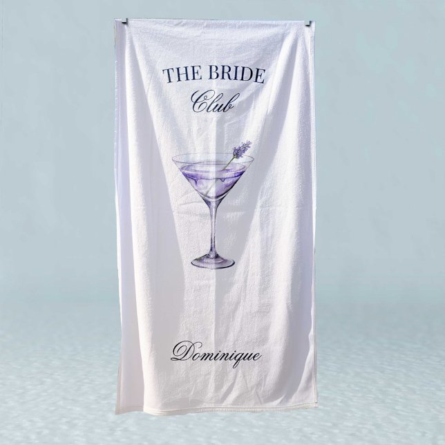 Toalla De Playa El Club Social de la Novia Cóctel Lavanda (Personalized Beach Towel)