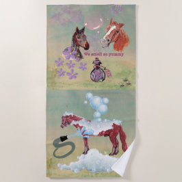 Toalla De Playa el día de baño de caballos para el diario de cabal