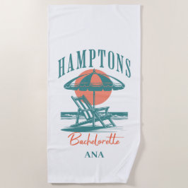 Toalla De Playa el hamptons bachelorette sunset retro azul