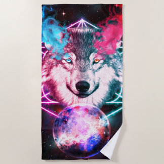 Toalla De Playa El lobo espacial místico