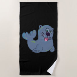 Toalla De Playa El Sello De Tela En El Carácter Del Logo De La Mas