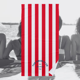 Toalla De Playa El Swift Club Blue Escudo Red Cabana Stripe
