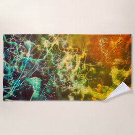 Toalla De Playa Electric Light Lines Gradient Abstract.