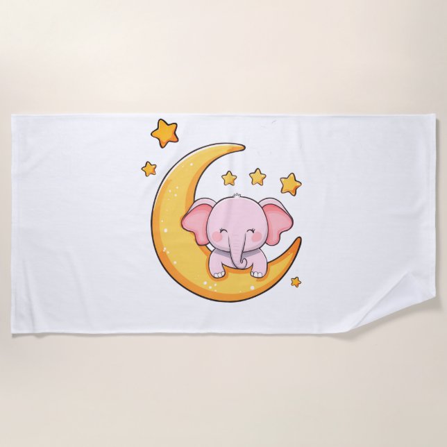 Toalla De Playa Elefante de bebé rosa (Anverso)
