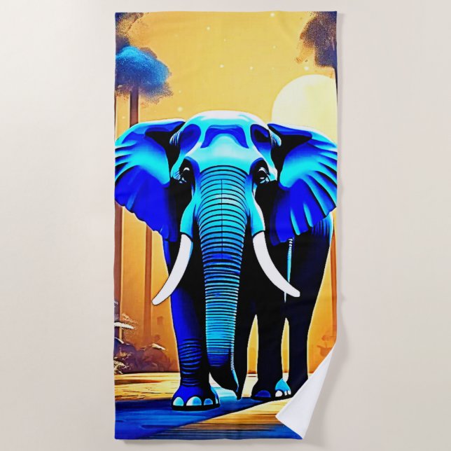 Toalla De Playa Elefante místico: el viaje por el bosque del atard (Anverso)