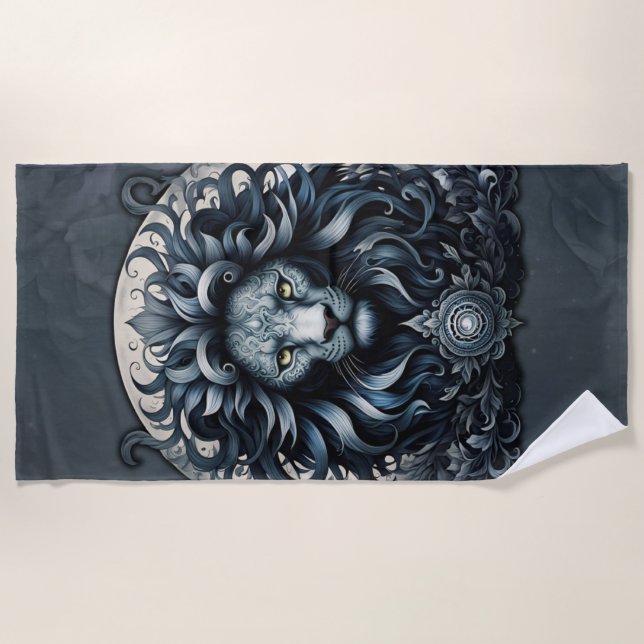 Toalla De Playa Elegancia real, majestuosa mirada ornamentada cabe (Anverso)