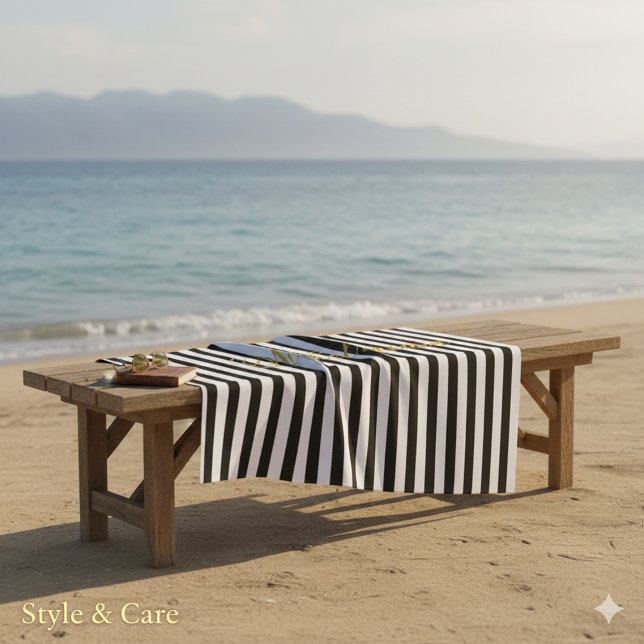 Toalla De Playa Elegant Black White Stripe Towel Personalized Name (Elegant Black White Stripe Towel Personalized Name)