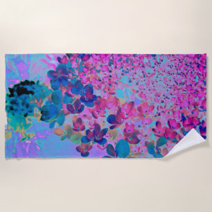 Toalla De Playa Elegant Dark Blue and Magenta Limelight Hydrangea
