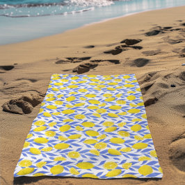 Toalla De Playa Elegant French Country Lemon Blue Botanical