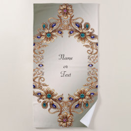 Toalla De Playa Elegant Gold Jewel Flowers Beach Towel