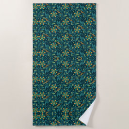 Toalla De Playa Elegant Yellow and Teal Floral Pattern Design