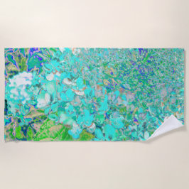 Toalla De Playa Elegante Aqua y Green Limelight Hydrangea Detail