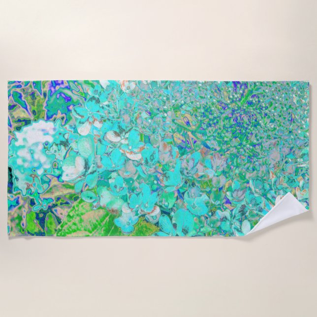 Toalla De Playa Elegante Aqua y Green Limelight Hydrangea Detail (Anverso)