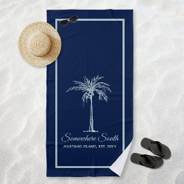 Toalla De Playa Elegante azul pálido personalizado de palma de tea
