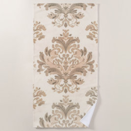 Toalla De Playa Elegante beige damasco vintage casa de campo franc
