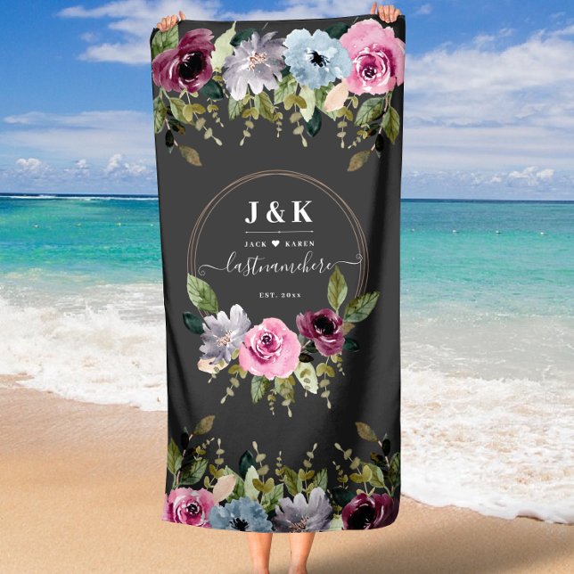 Toalla De Playa Elegante Boda de Monograma (Elegant Monogram Wedding Beach Towel)