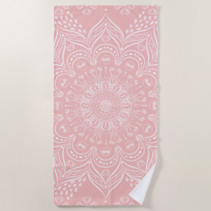 Toalla De Playa Elegante Boho Mandala Rubor Pink