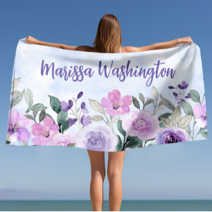Toalla De Playa Elegante coctelería femenina moderna y rosa